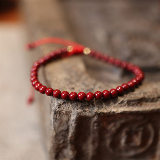 Wear FengShui Natural Cinnabar Blessing Red String Braided Bracelet Anklet