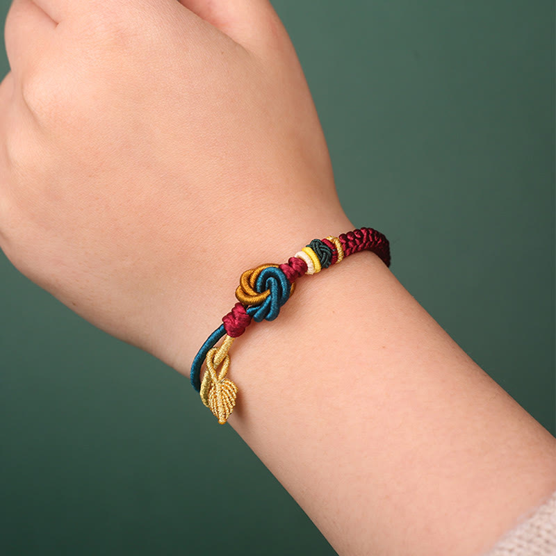 Wear FengShui Tibetan Handmade Mandala Knot Leaf Luck Rope Bracelet