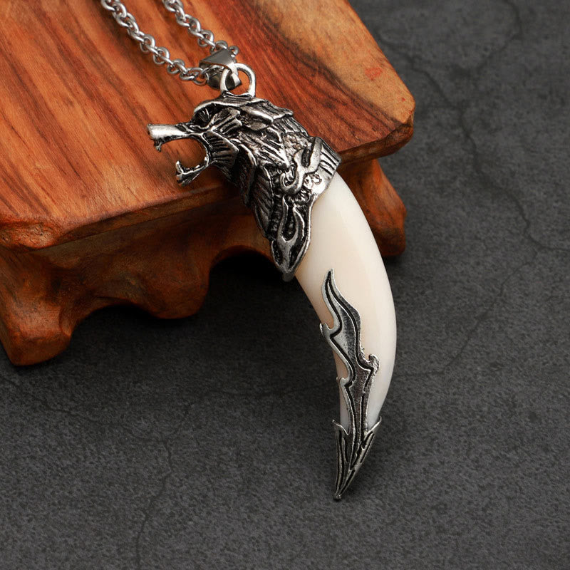 Wear FengShui Imitation Wolf Tooth Titanium Steel Balance Necklace Pendant