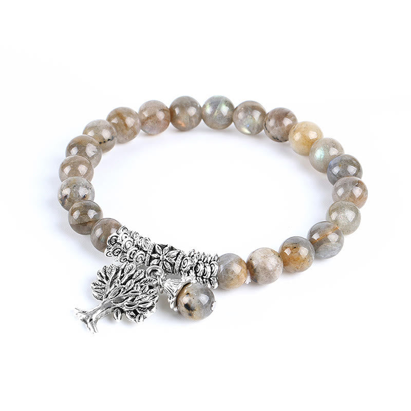Wear FengShui Natural Gemstone Tree of Life Lucky Charm Stretch Bracelet