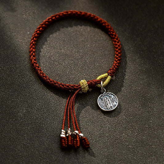 Wear FengShui Handmade 925 Sterling Silver Five Directions Gods of Wealth Luck Protection String Braid Bracelet