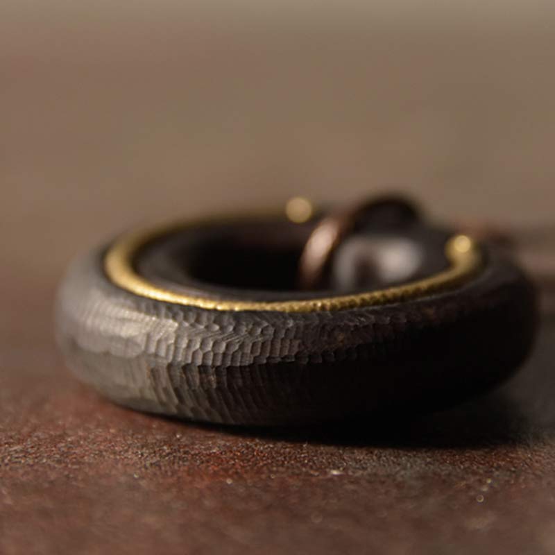 Wear FengShui Zen Circle Ebony Wood Peace Calm Necklace Pendant