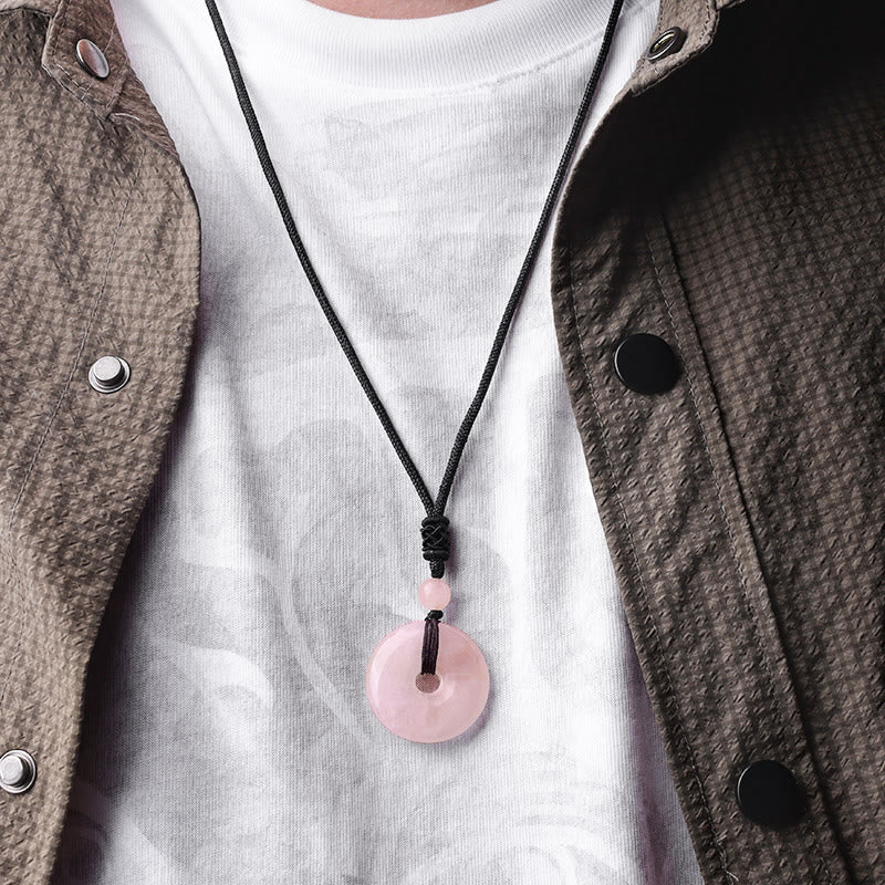 Wear FengShui Lucky Coin Pendant Healing Crystal Gemstone Necklace