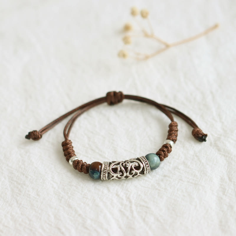 Wear FengShui Tibet Ceramic Bead Wealth String Bracelet