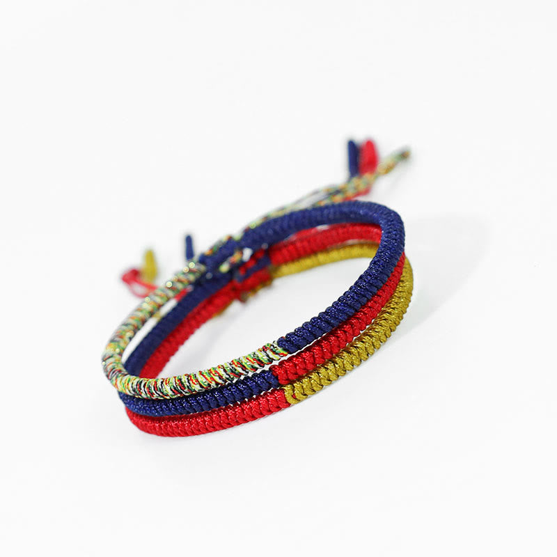 Wear FengShui Tibet Handmade Multicolor King Kong Knot Faith Protection Braided Two-Color String Bracelet