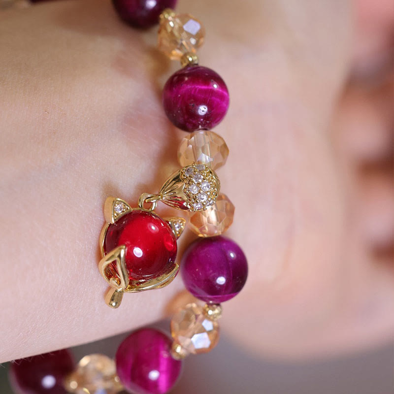 Wear FengShui Red Tiger Eye PiXiu Fox Protection Self Confidence Bracelet