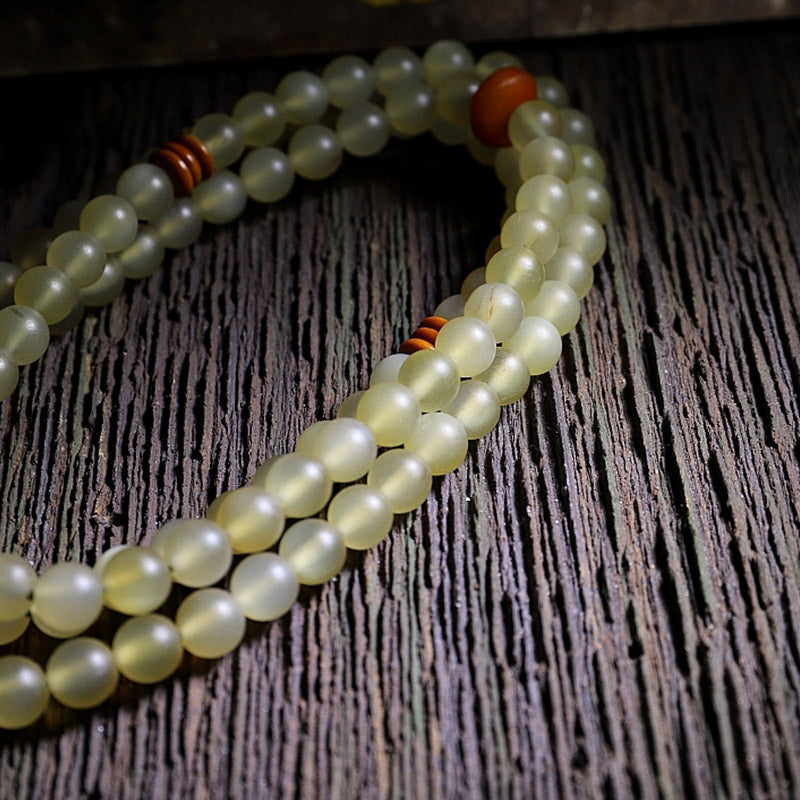 Wear FengShui 108 Mala Beads Tibet Sheep Horn Amber Luck Bracelet