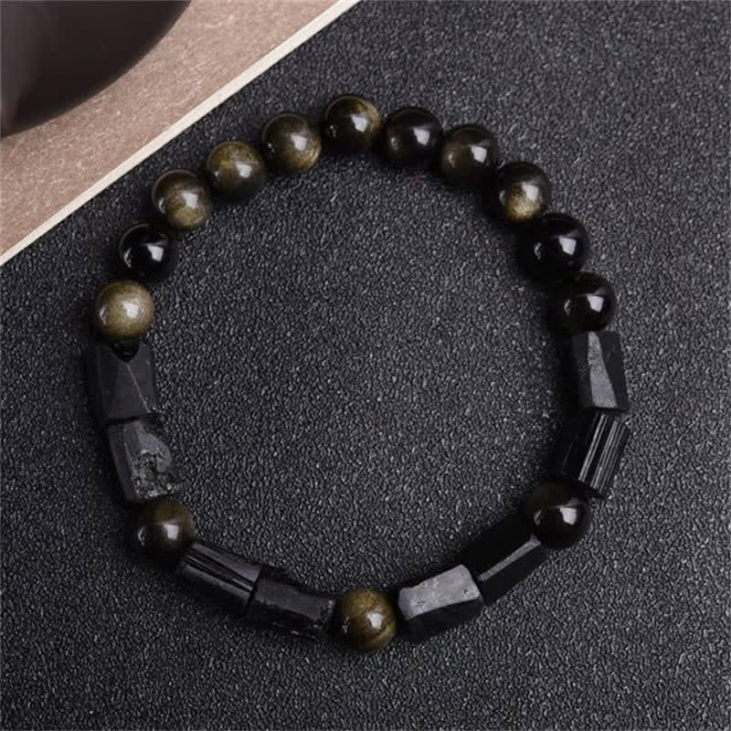 Wear FengShui Gold Sheen Obsidian Black Tourmaline Wealth Bracelet