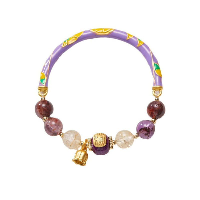 Wear FengShui Purple Phantom Purple Jade Scripture Citrine Love Wisdom Bracelet Bangle
