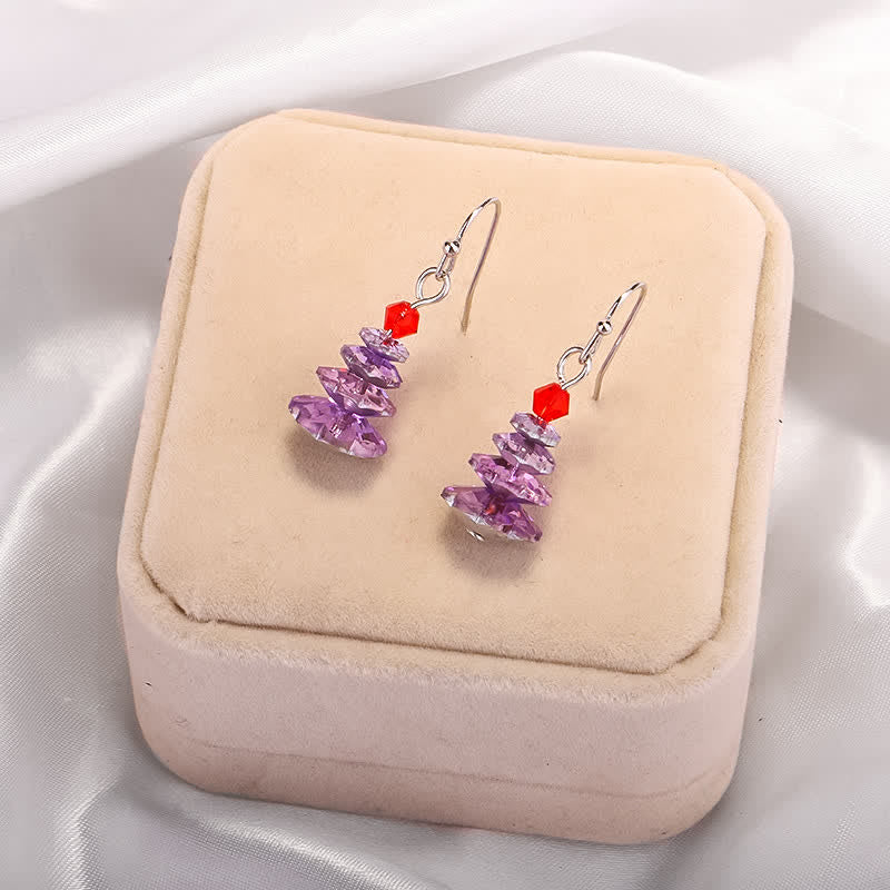 Wear FengShui Various Crystals Christmas Tree Amethyst Peace Healing Drop Earrings