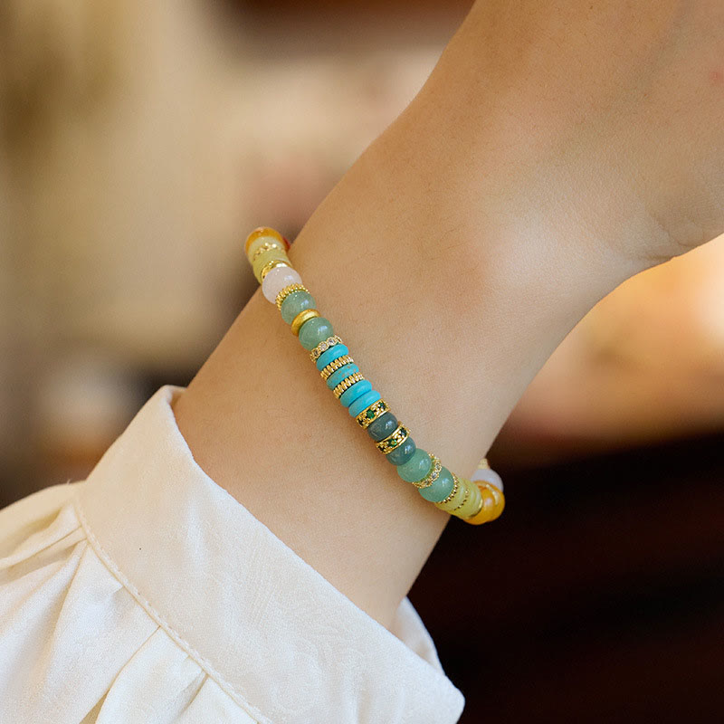 Wear FengShui Natural Red Agate Jade Rainbow Confidence Bracelet