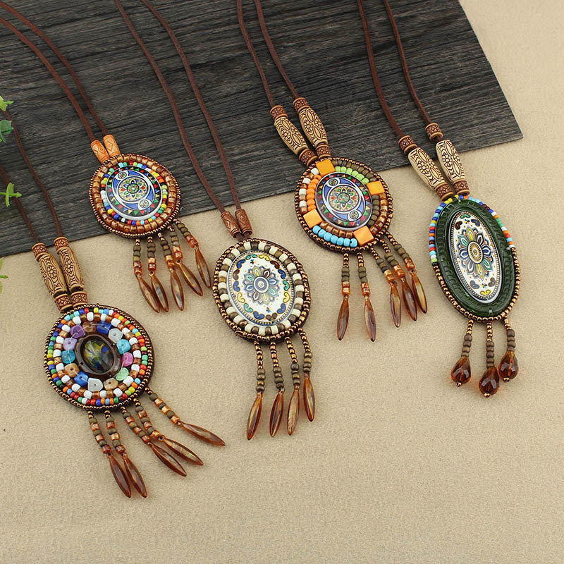 Wear FengShui Mandala Pattern Beads Creativity Necklace Pendant