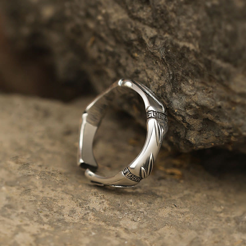 Wear FengShui Simple Bamboo Design Copper Luck Wealth Adjustable Ring