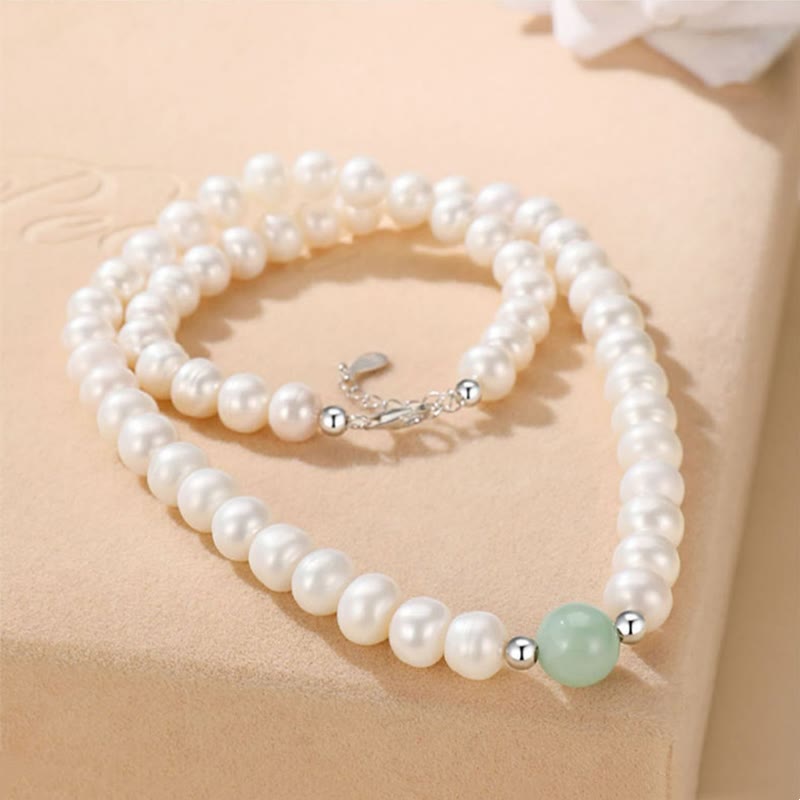 Wear FengShui 925 Sterling Silver Natural Pearl Jade Healing Necklace Bracelet Earrings With Gift Box
