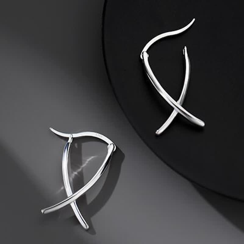Wear FengShui Geometric Cross Design Luck Hoop Earrings