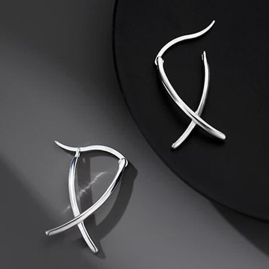 Wear FengShui Geometric Cross Design Luck Hoop Earrings