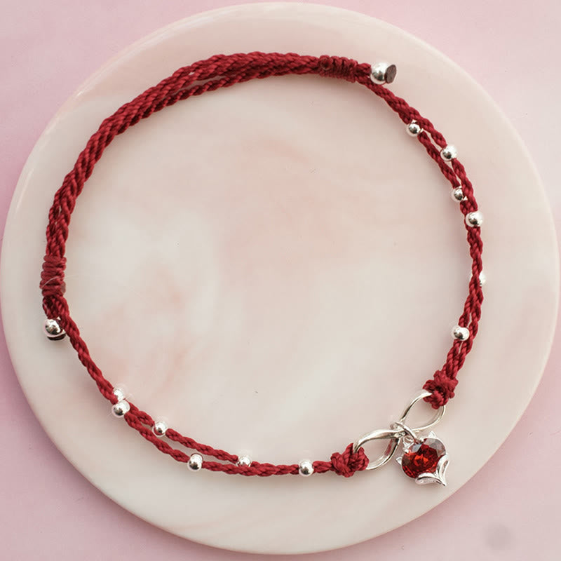 Wear FengShui Love Heart Infinity Symbol Braided String Anklet