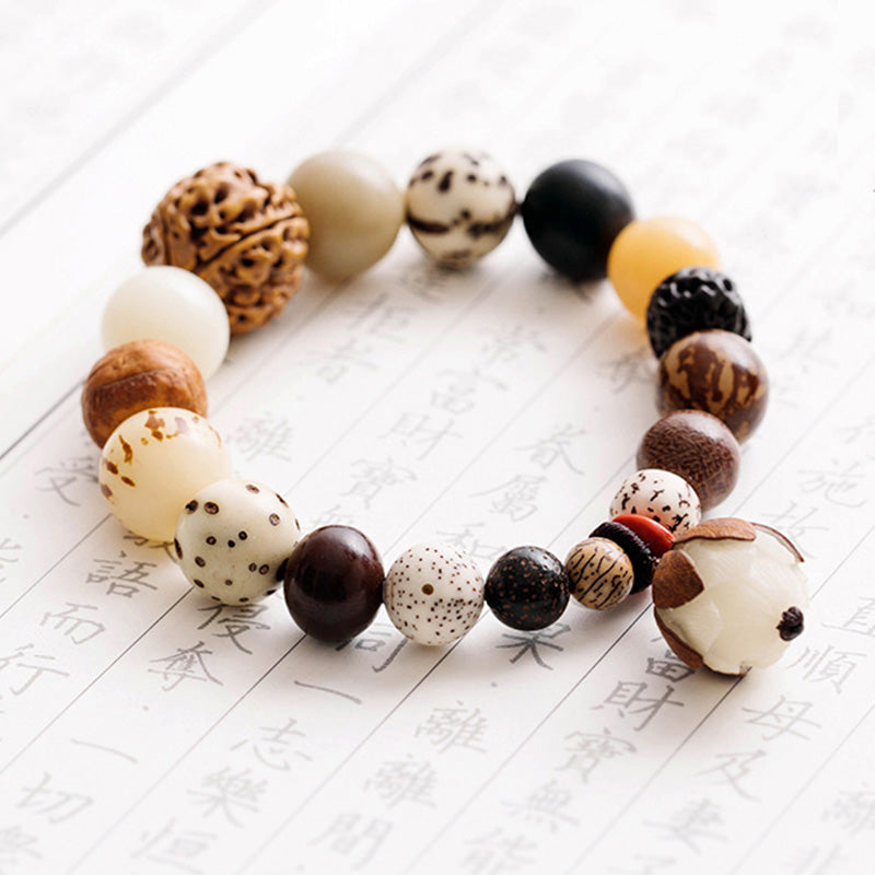 Wear FengShui Bodhi Seed Lotus Wisdom Peace Wrist Mala Bracelet