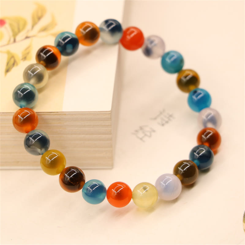 Wear FengShui Colorful Candy Agate Healing Strength Bead Bracelet