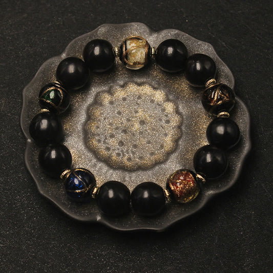 Wear FengShui Western Soapberry Incense Ash Liuli Glass Bead Wealth Bracelet