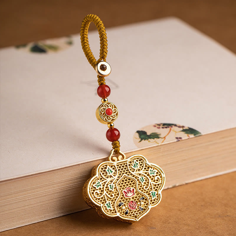 Wear FengShui Lock of Good Wishes Fu Character Luck Blessing Key Chain