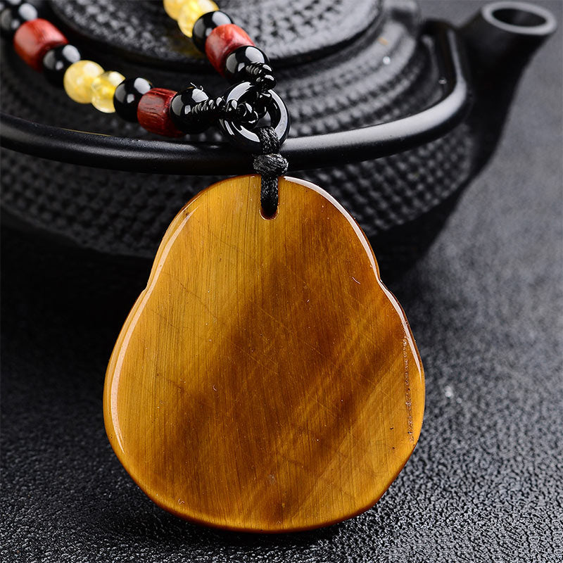Wear FengShui Tiger's Eye Laughing Buddha Blessing Necklace