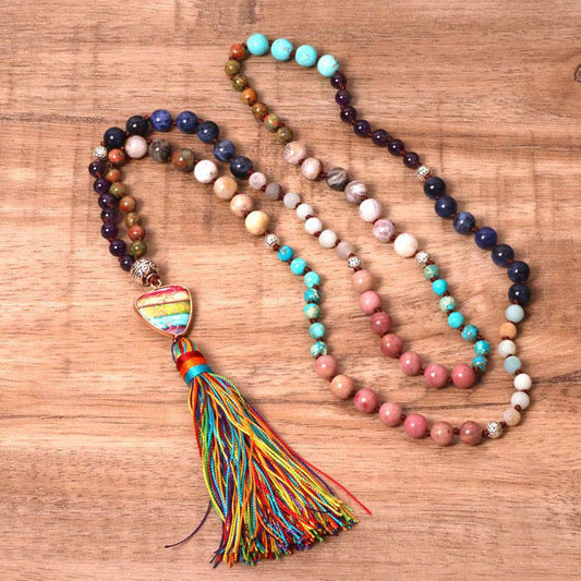 Wear FengShui Tibetan Turquoise Lazurite Zebra Jasper Balance Necklace