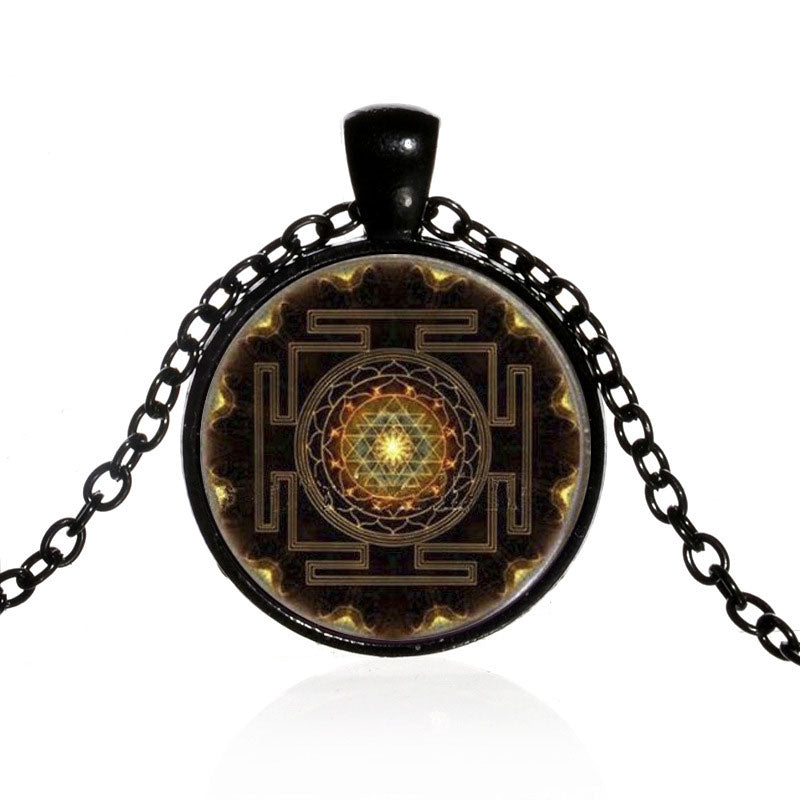 Wear FengShui Sacred Sri Yantra Time Gemstone Necklace