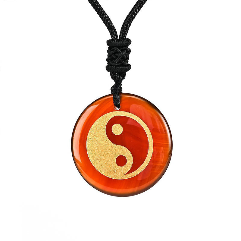 Wear FengShui Various Crystal Amethyst Tiger Eye Green Aventurine Yin Yang Spiritual Necklace Pendant