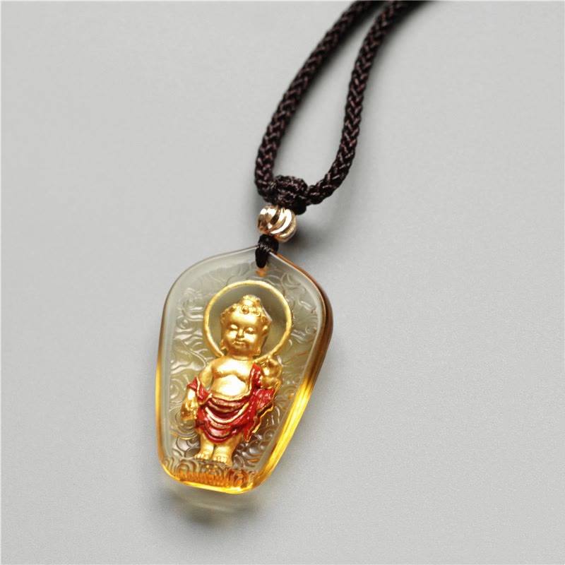 Wear FengShui Tibetan Buddha Liuli Crystal Serenity Necklace Pendant