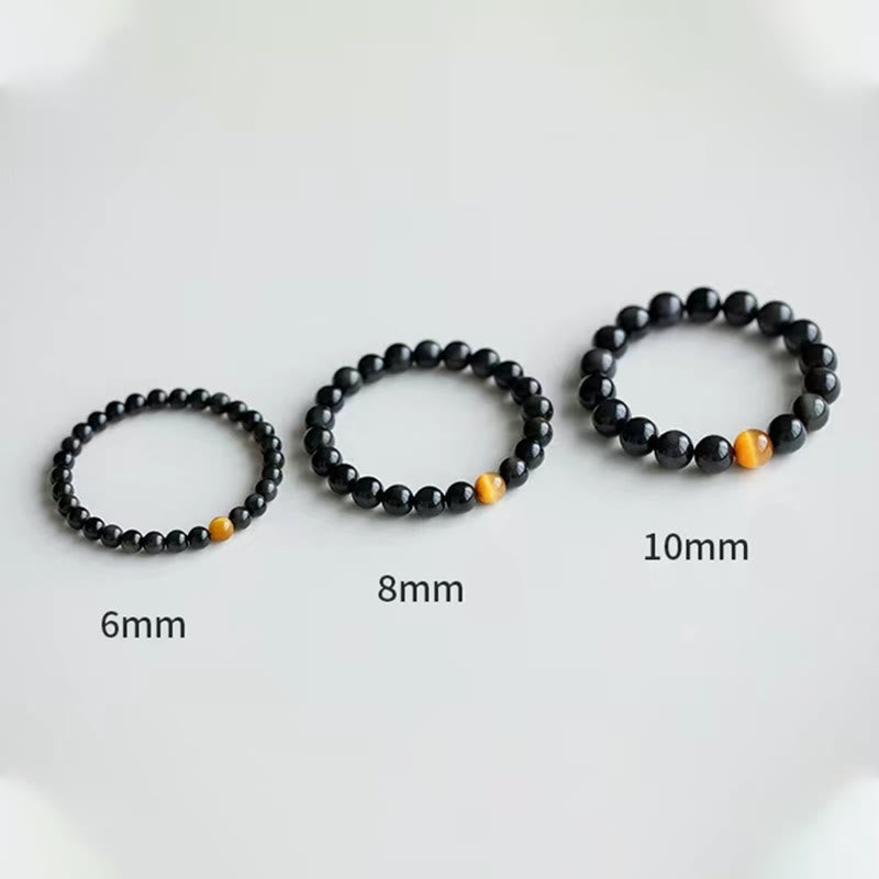 Wear FengShui Natural Rainbow Obsidian Tiger Eye Positive Love Bracelet