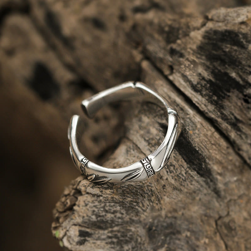 Wear FengShui Simple Bamboo Design Copper Luck Wealth Adjustable Ring