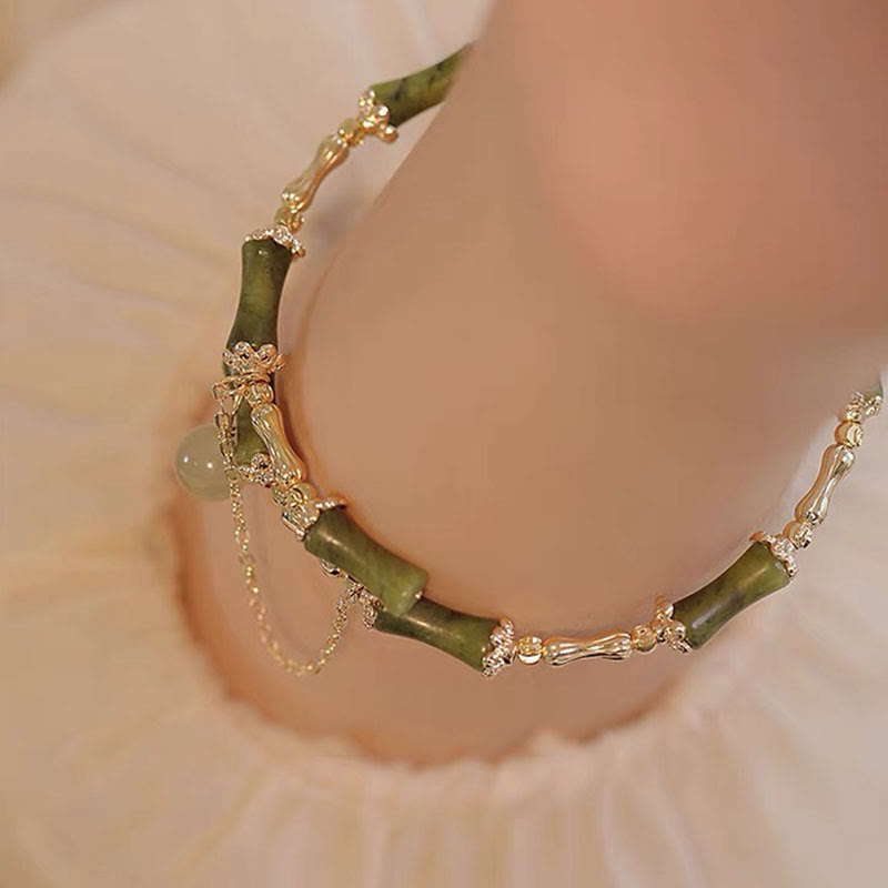 Wear FengShui Bamboo Jade Pattern Luck Bracelet Bangle