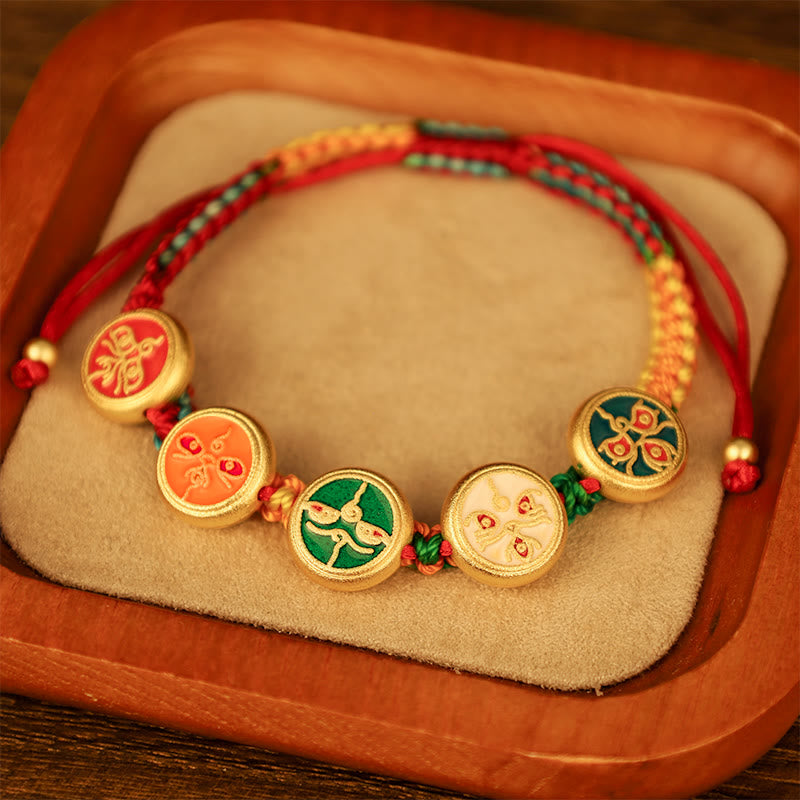 Wear FengShui Tibetan Five God Of Wealth Colorful Rope Braided Luck Bracelet