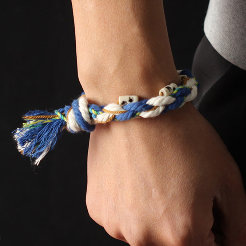 Wear FengShui Tibetan Zakiram Goddess of Wealth Bead Engraved Handmade Luck Bracelet