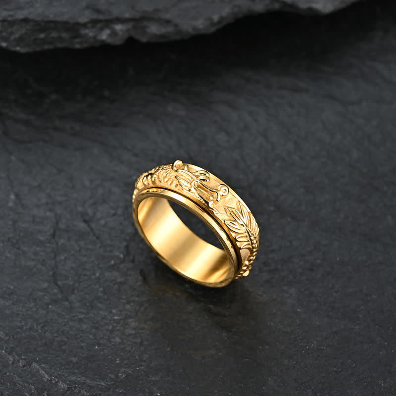 Wear FengShui Dragon Titanium Steel Stimulation Rotatable Ring