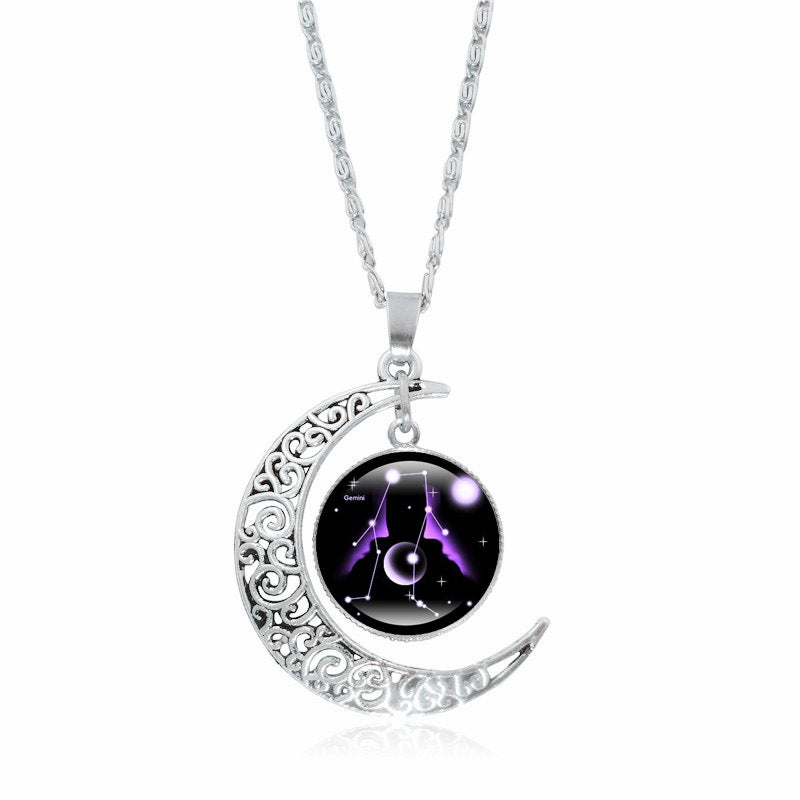 Wear FengShui 12 Constellations of the Zodiac Moon Protection Necklace Chain Pendant