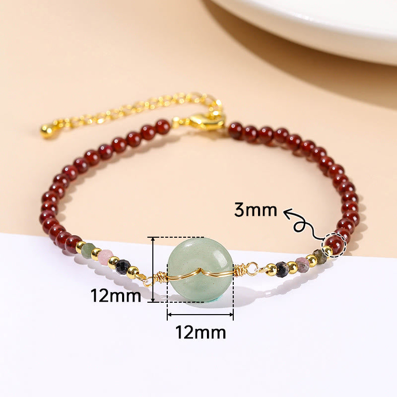 Wear FengShui Natural Garnet Peace Buckle Bead Calm Bracelet