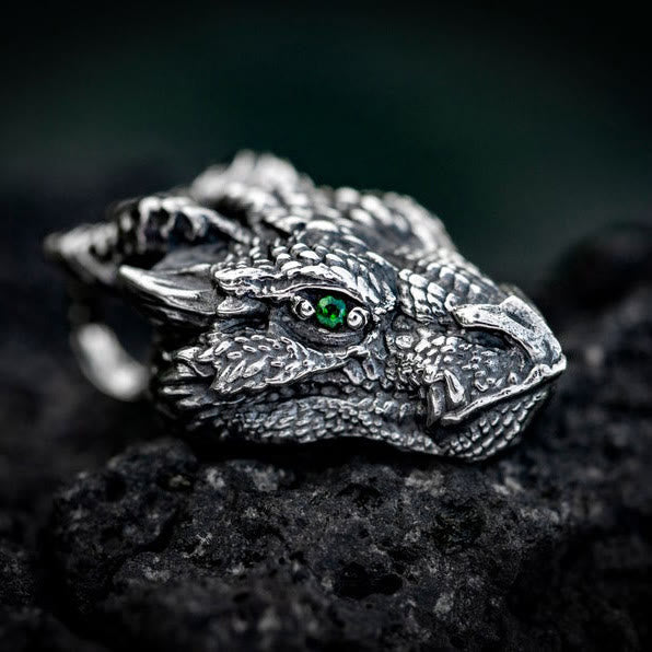 Wear FengShui Pure Tin Dragon Head Luck Protection Metal Necklace Pendant
