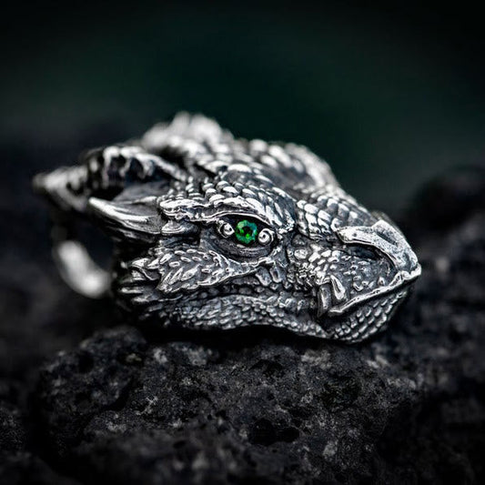 Wear FengShui Pure Tin Dragon Head Luck Protection Metal Necklace Pendant