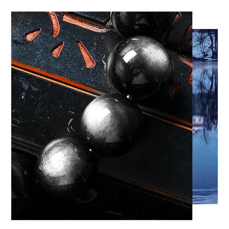 Wear FengShui Natural Silver Sheen Obsidian Soothing Protection Bracelet
