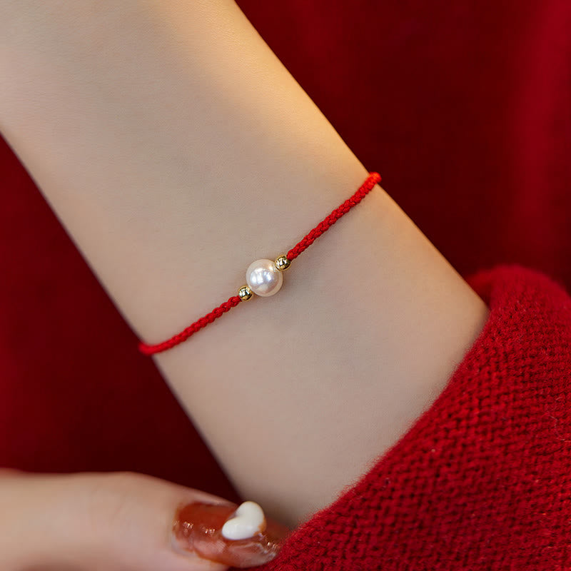 Wear FengShui Natural Pearl Bead Luck Braid String Bracelet