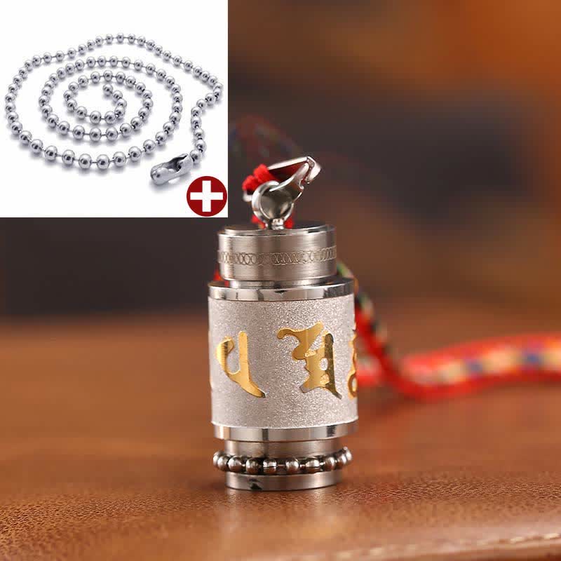 Wear FengShui Tibet Om Mani Padme Hum Shurangama Mantra Titanium Steel Wisdom Amulet Necklace Pendant