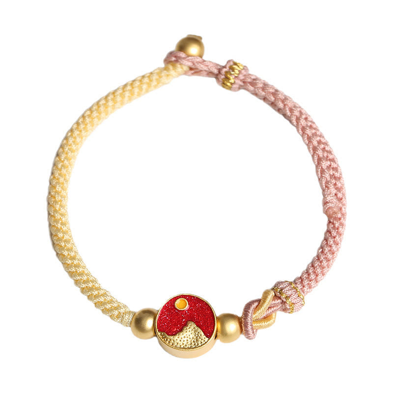 Wear FengShui Handmade Mountain and Sea Engraved Luck Two-Color String Couple Bracelet