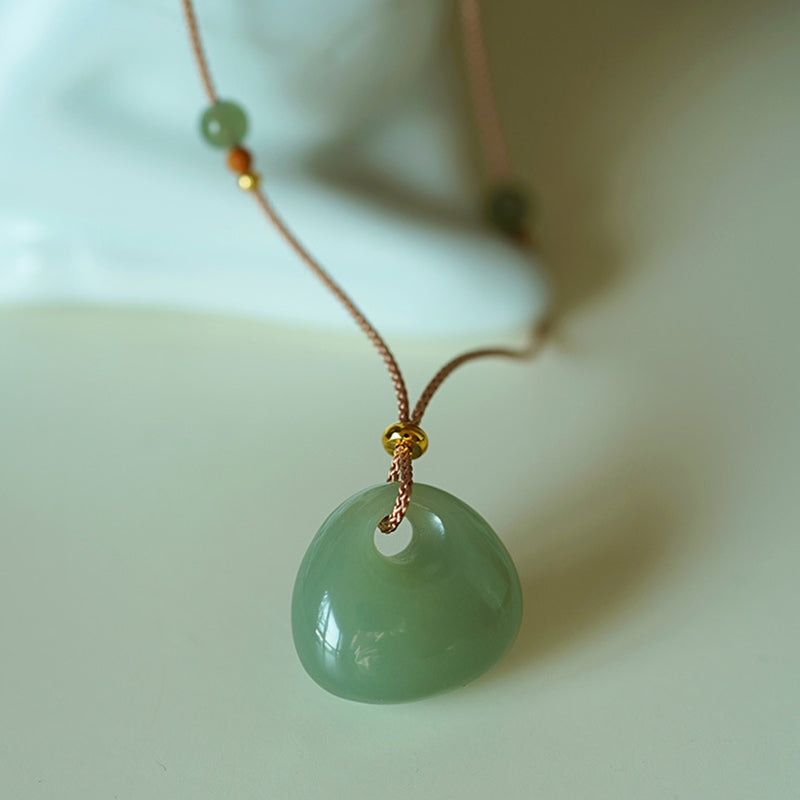 Wear FengShui Natural Jade Luck Prosperity Necklace Pendant (Random Color)