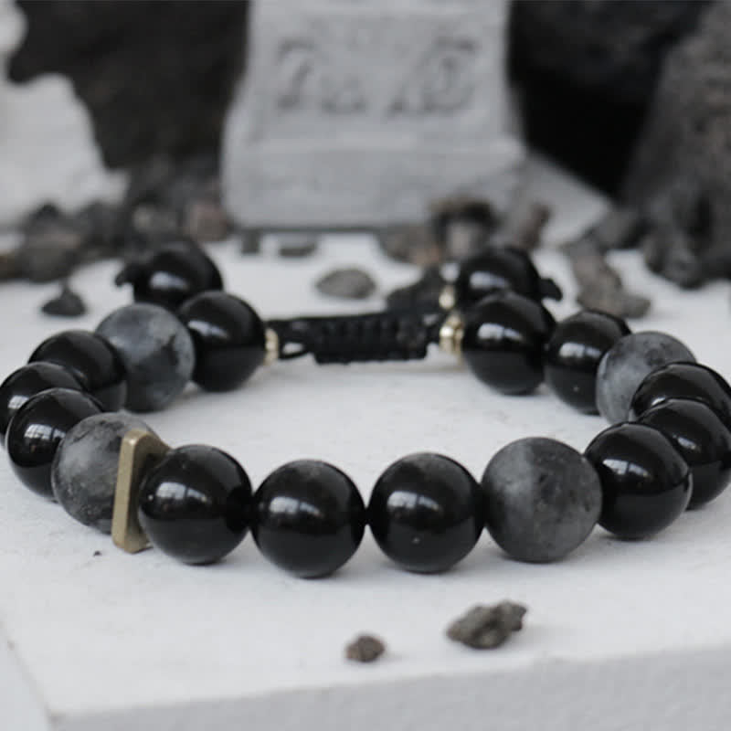 Wear FengShui Black Obsidian Black Glitter Stone Purification Bracelet