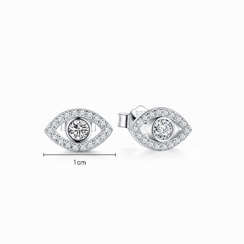 Wear FengShui 925 Sterling Silver Evil Eye Symbol Protection Stud Earrings
