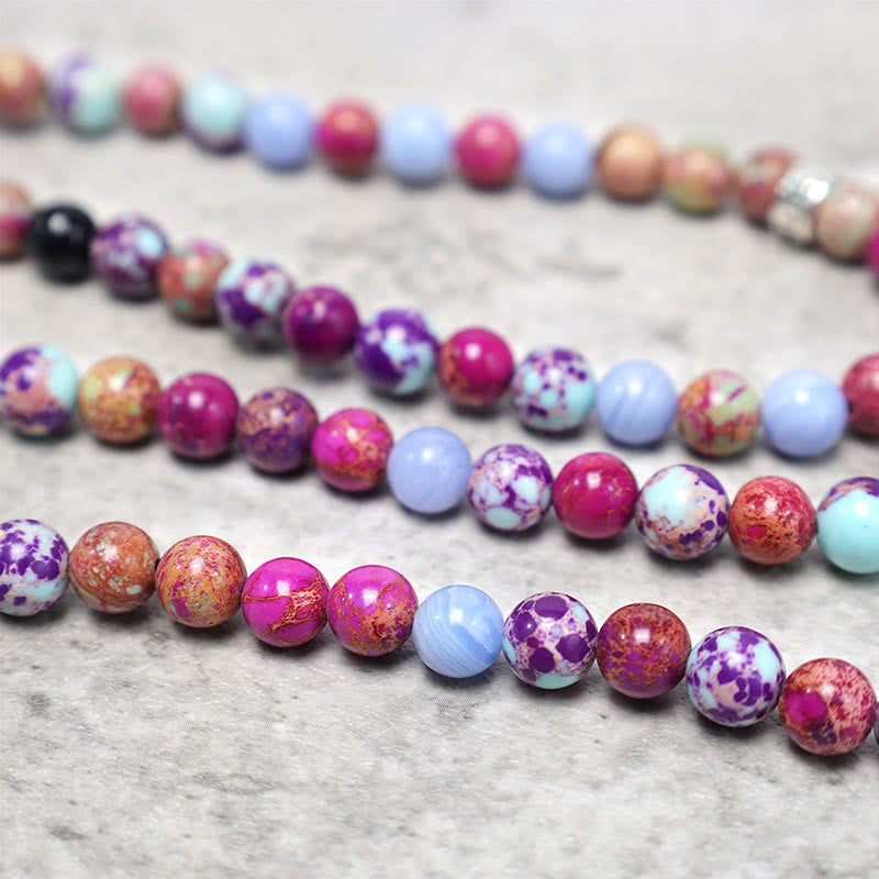 Wear FengShui Natural Purple Miano Real Stone Lotus Mala