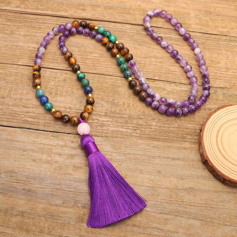Wear FengShui Tibetan Amethyst Purify Bracelet Mala Set