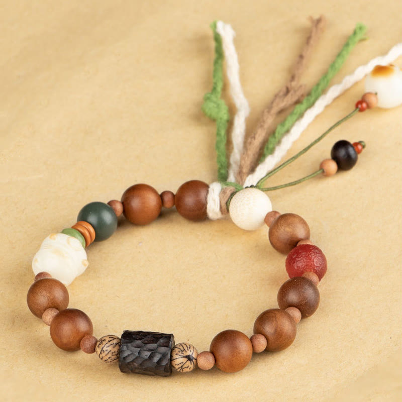 Wear FengShui Lightning Strike Wood Bodhi Seed Cat Paw Claw Auspiciousness Protection Tassel Bracelet